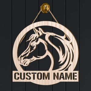 Horse Custom Wood Sign, Personalized Wooden Name Signs, Horse Ranch Wooden Christmas Tree Decorations, Wall Art, Wood Wall Decor - Necklacespring