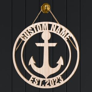 Anchor Custom Wood Sign, Personalized Wooden Name Signs, Anchor Name Wooden Christmas Tree Decorations, Wall Art, Wood Wall Decor - Necklacespring