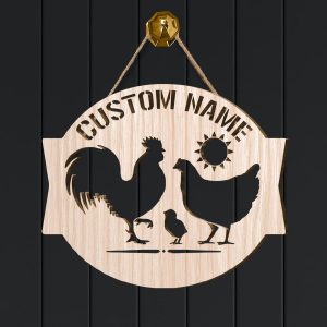 Chicken Custom Wood Sign, Personalized Wooden Name Signs, Chicken Farm Wooden Christmas Tree Decorations, Wall Art, Wood Wall Decor - Necklacespring