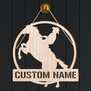Cowboy Custom Wood Sign, Personalized Wooden Name Signs, Housewarming Wooden Christmas Tree Decorations, Wall Art, Wood Wall Decor - Necklacespring