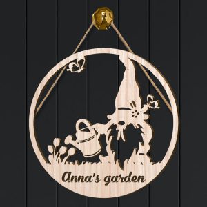 Gnome Name Custom Wood Sign, Personalized Wooden Name Signs, Flower And Gnomes Wooden Christmas Tree Decorations, Wall Art, Wood Wall Decor - Necklacespring
